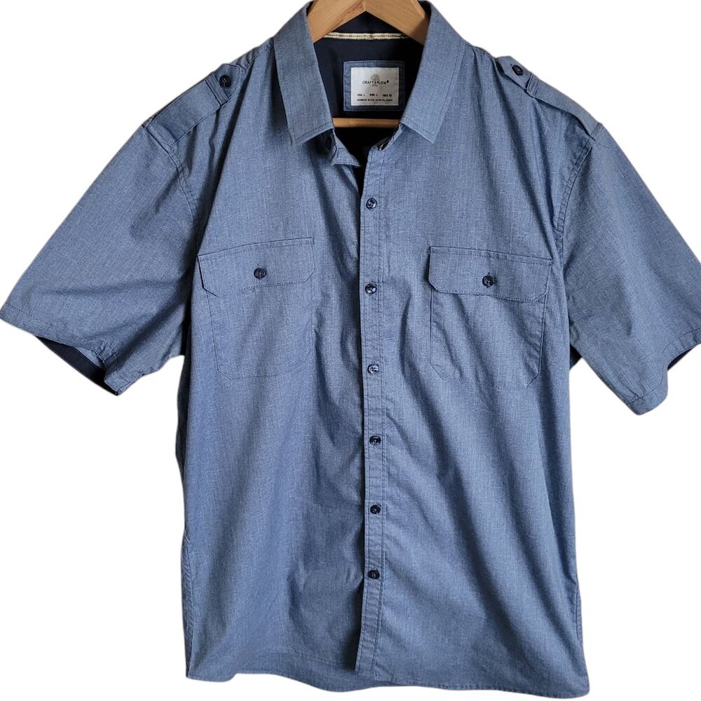 Craft + Flow Blue button up short sleeve Size L